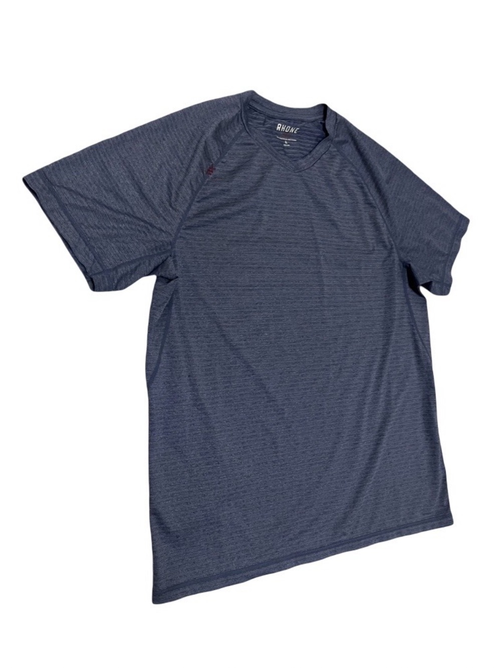 Rhone Sentry V Neck Gray Blue Athletic T Shirt Sz L Running Activewear Performan